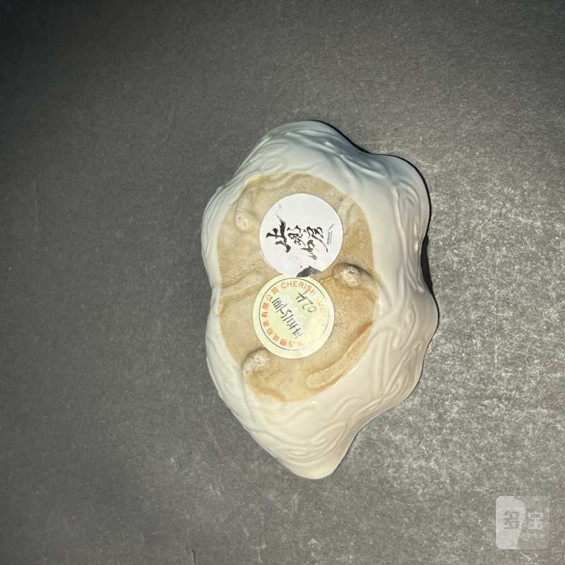 清 白釉模印灵芝纹洗 - 图3
